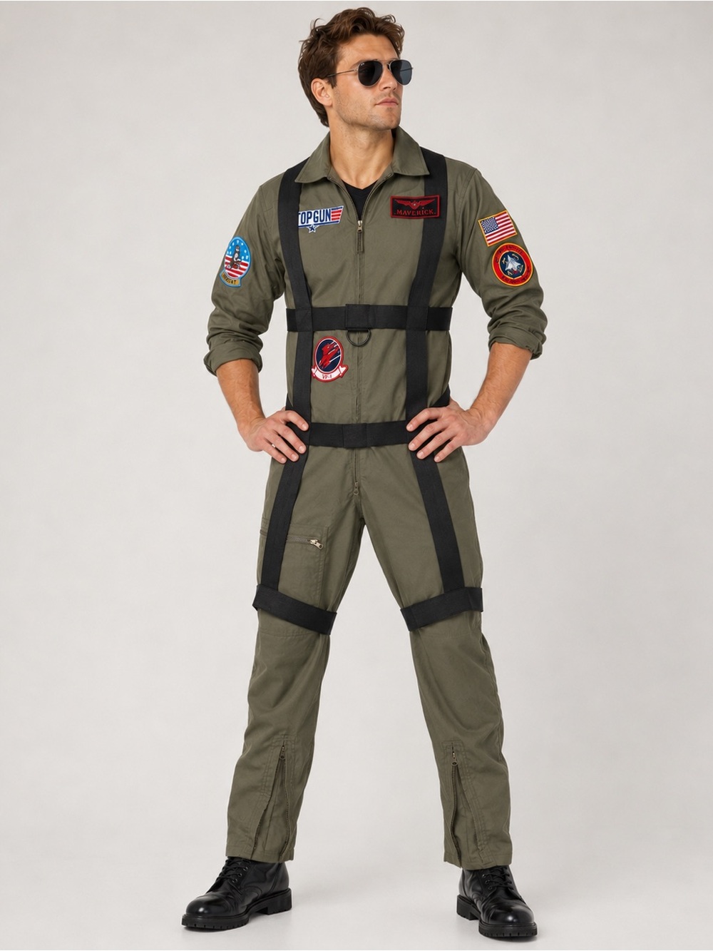 Leg Avenue Men’s Top Gun PARATROOPER Flight Suit Costume SZ Medium Cosplay EUC